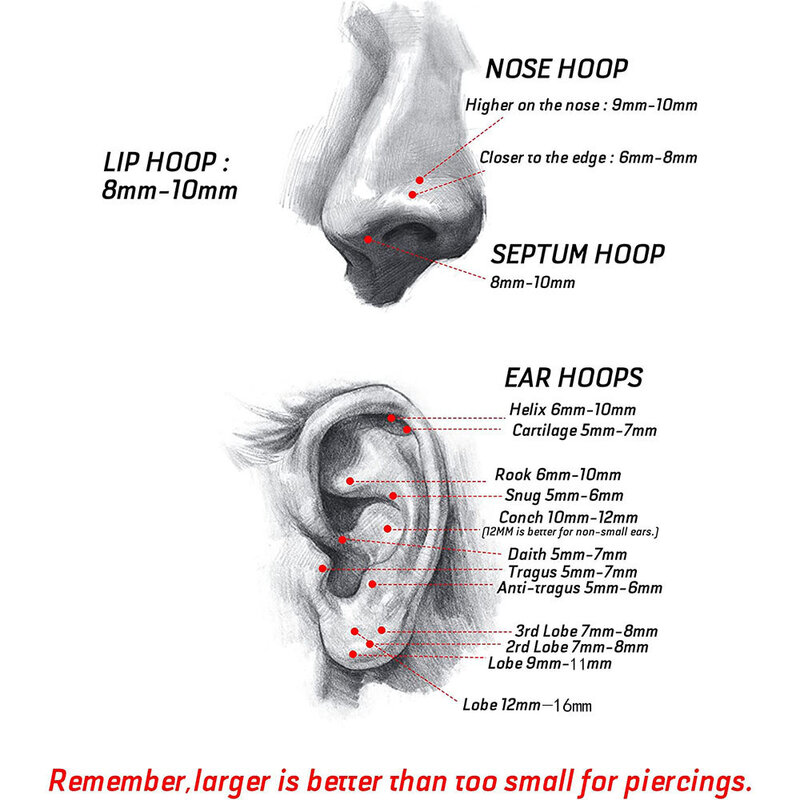 Surgical Stainless Steel Small Hoop Earrings for Women Men 1.6mm Tube Huggie Earrings Cartilage Helix Lobes Earrings Nose Rings