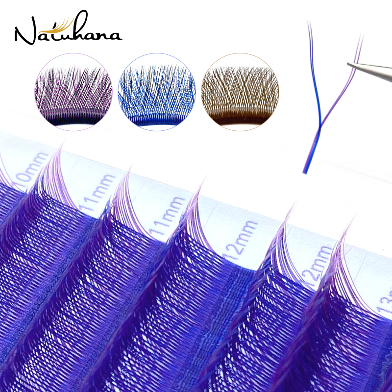 Naturhana yy gradiente cor cílios extensão individual falso vison ombre olho falso colorido cílios maquiagem ferramenta