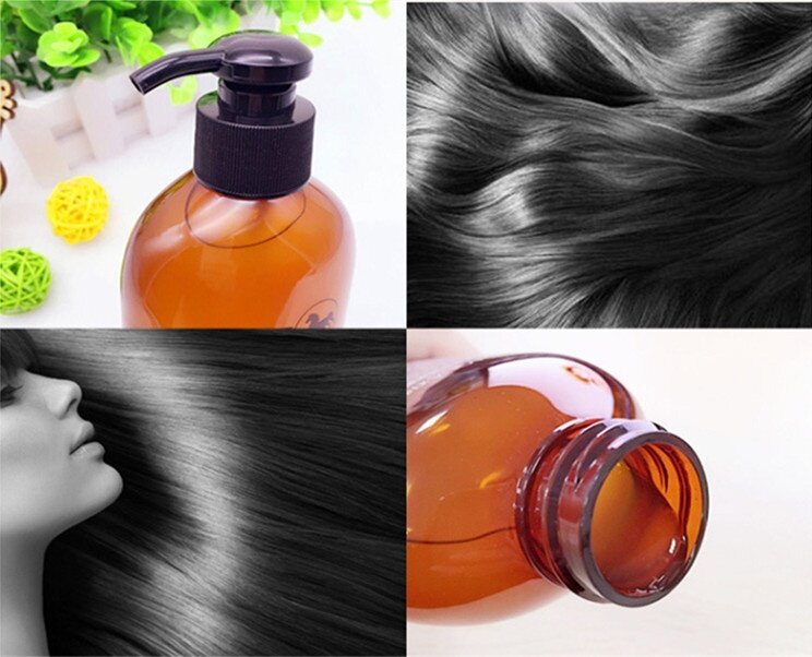 Champú de aceite de caballo, acondicionador nutritivo, máscara para el cabello de silicona, sin aceite, Anti-apagado, Control de aceite, picazón, brillo Natural del cabello suave