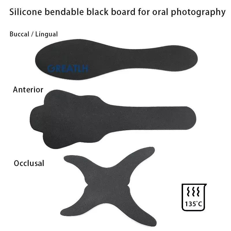 Tablero de contraste de fotos dentales flexibles, herramientas dentales de ortodoncia, de silicona suave, color negro, 1 unidad