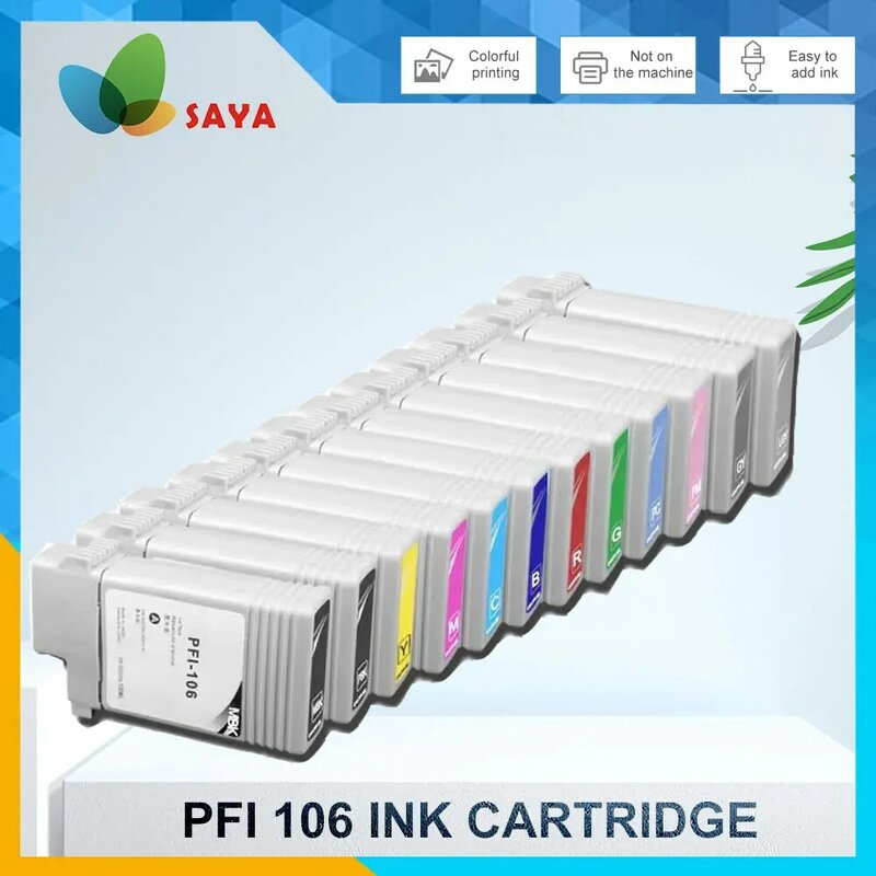 Cartucho de tinta PFI-106 para impresora Canon, cartucho de tinta Compatible con iPF6400S, iPF6400, iPF6450, IPF6410, IPF6460, depósito con tinta pigmentada y Chip, PFI106