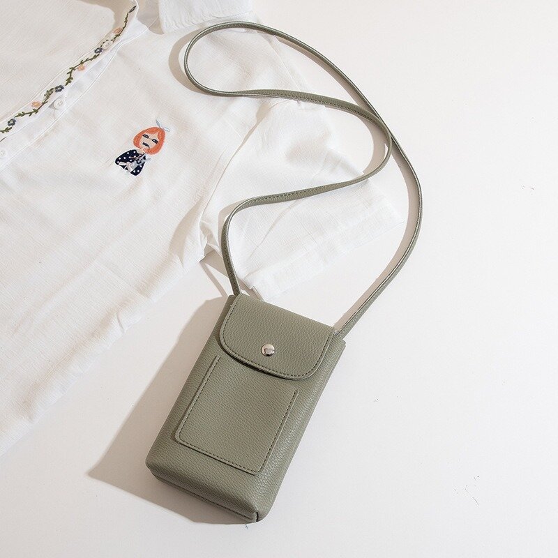 Tas selempang wanita mode baru 2024 tas telepon kulit lembut tali bahu dapat disesuaikan tas selempang kecil warna polos