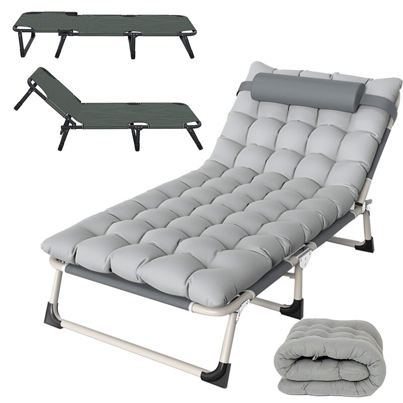 سرير محمول معدني قابل للطي للتخييم في الهواء الطلق حديقة كرسي استلقاء للتشمس على الشاطئ كرسي طويل سيلا ثنيات سرير للنوم