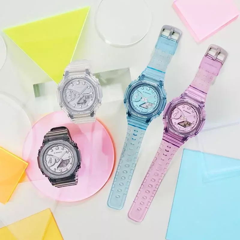 นาฬิกาข้อมือผู้ชาย G-SHOCK ชุดสีสันสดใส GMA-S2100สำหรับวิ่งกลางคืนนาฬิกาสปอร์ตกันกระแทกไฟนาฬิกาผู้หญิงหรูหรากันน้ำ