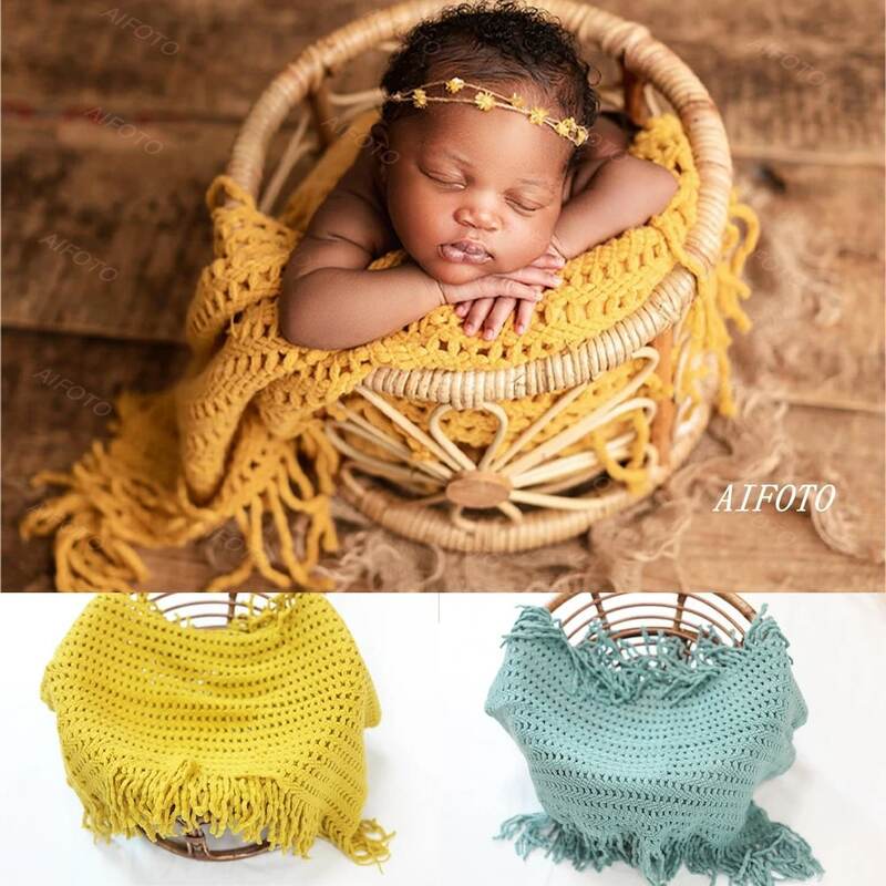 Newborn Photography Props Wrap Wool Knitting Blanket Stuffer Cushion Backdrops Baby Photo Shoot Studio Accessorie Posing Session