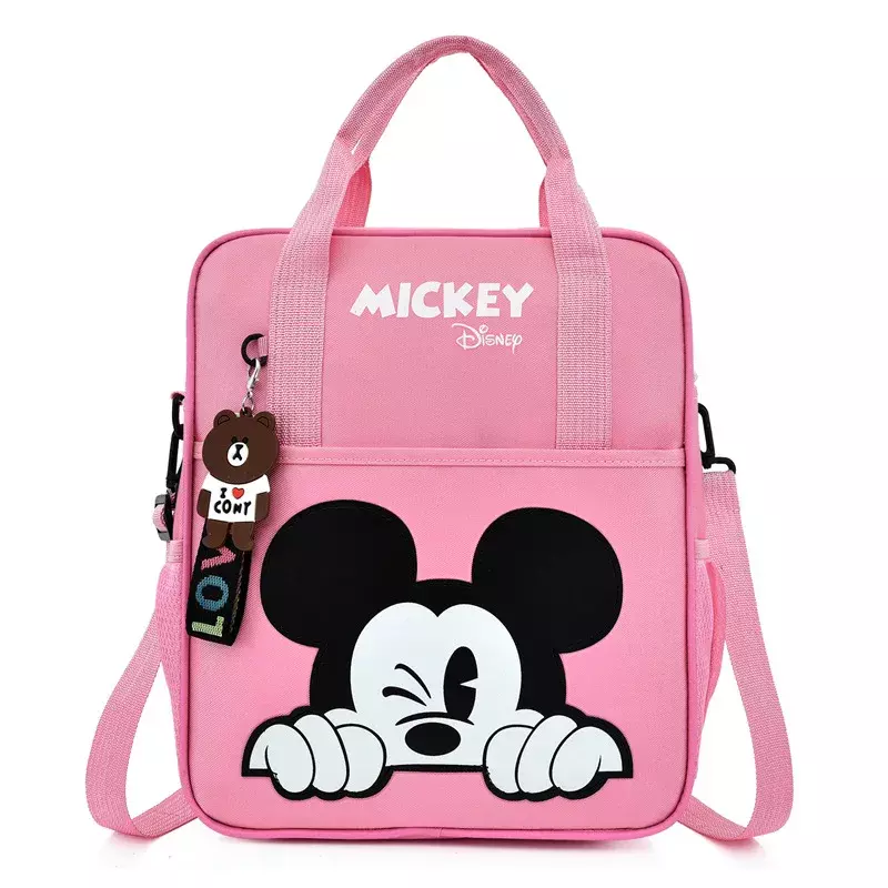 MINISO Disney Student Tutoring Bag Multifunctional Cartoon Mickey School Backpack Tote Handbag Document Bookbag Square Schoolbag