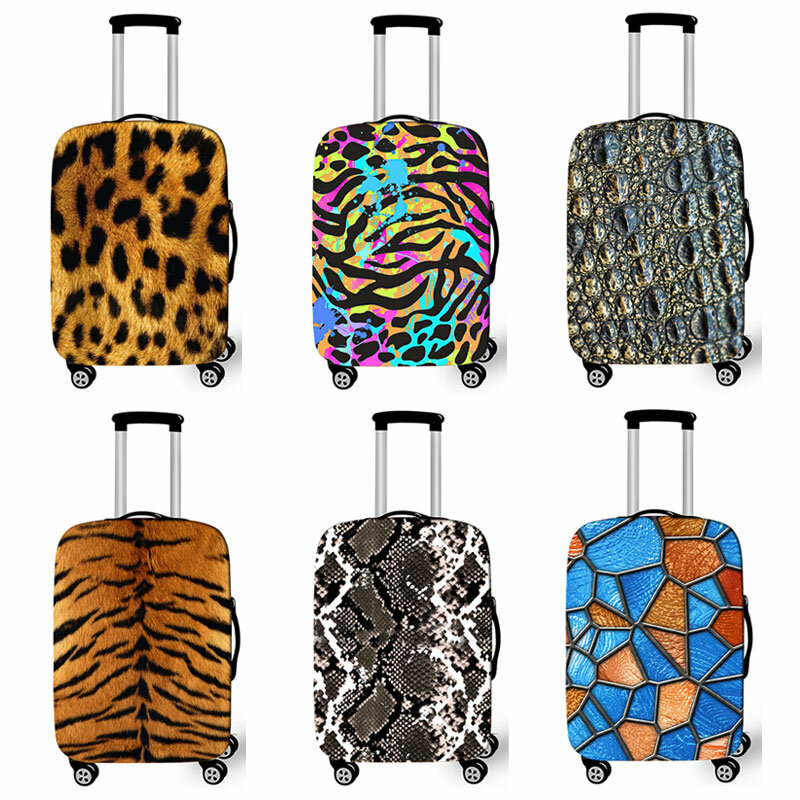 Juste de bagage à imprimé rayé, housse de bagage élastique, housses de protection anti-poussière, accessoires de voyage, tigre, léopard, crocodile, salle, zèbre