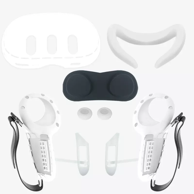 Funda de controlador de silicona 10 en 1 para Meta Quest 3 VR, Protector de agarre de auriculares con protección de batería