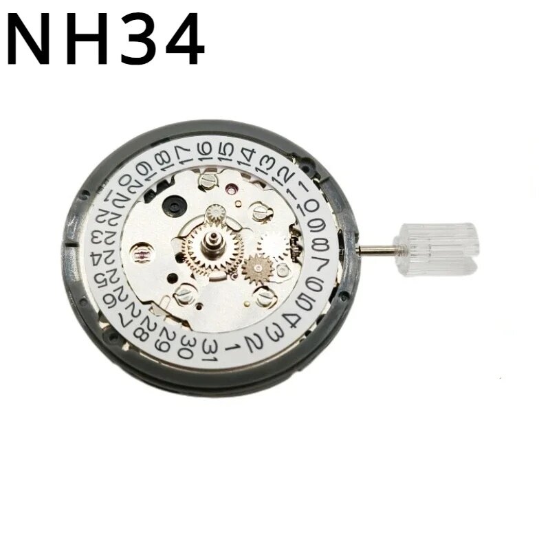 Relógio de movimento mecânico totalmente automático, marca original japonesa, novos acessórios, NH34A, NH34, 4 pinos