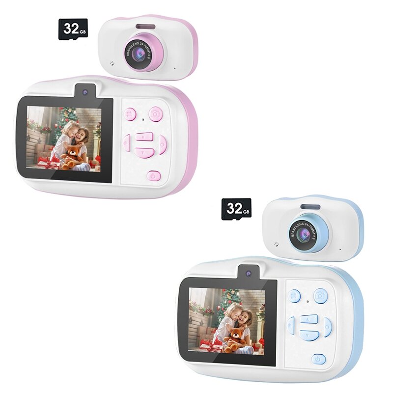 子供のための防水ミニセルフィーカメラ、デジタルカメラ、子供のおもちゃ、ビデオカムコーダー、使いやすい、誕生日プレゼント、32g、1080p