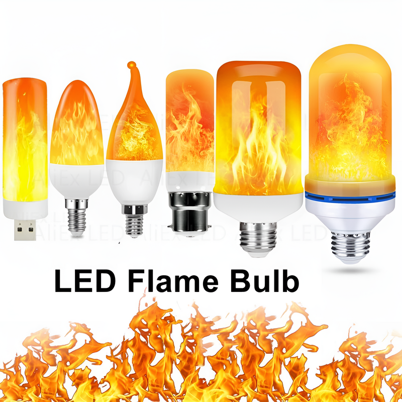 Светодиодные лампы с имитацией пламени, USB E14, E27, B22, 9 Вт, бытовые электронные аксессуары