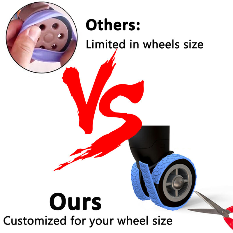 Pelindung Roda bagasi, penutup roda silikon potongan fleksibel 4 buah mengurangi kebisingan, aksesori penutup roda koper perjalanan