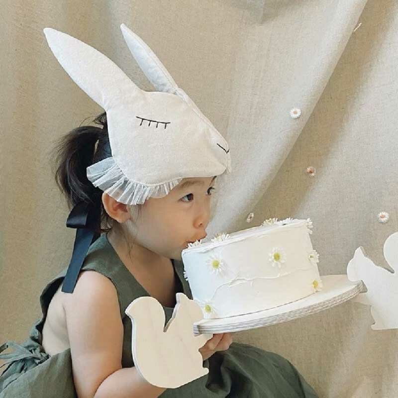 Kids Boy Girl Hat Cap DIY Funny Cartoon Rabbit Face Mask Birthday Party Dance Headwear Props Children Baby Mask