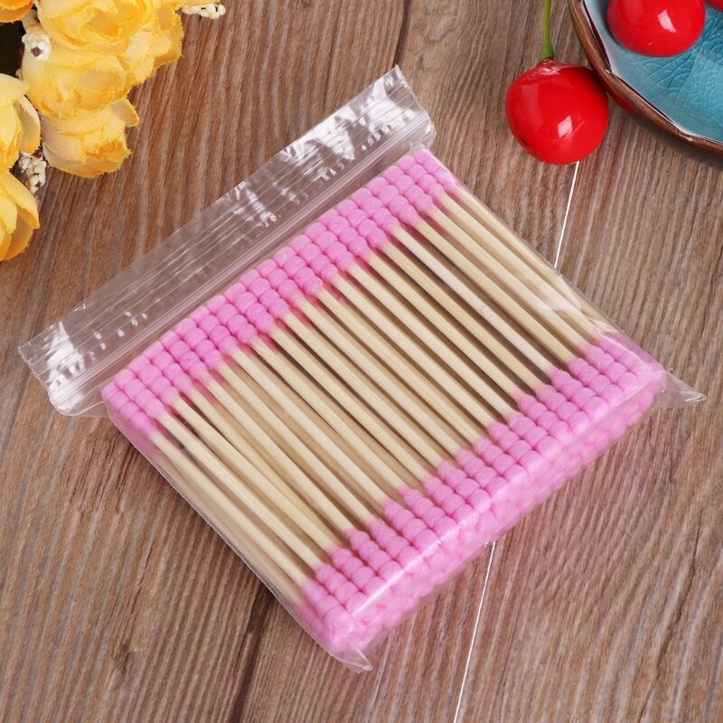 RXJC 100Pcs Cosmetic Makeup Cotton Swab Double for Head Ear Buds Cleaning Tools