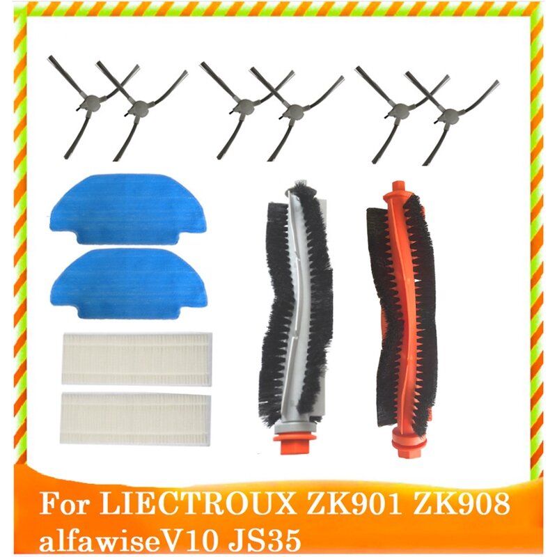 Promotion!For LIECTROUX ZK901 ZK908 Alfawisev10 JS35 Robotic Vacuum Cleaner Replacement Parts Main Side Brush Filter Mop Cloth