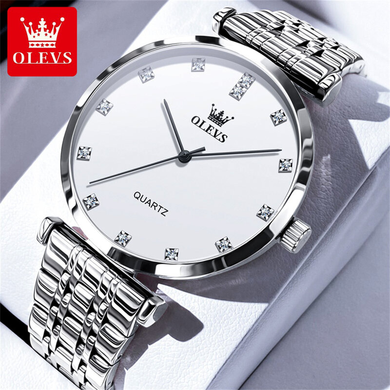 Мужские часы OLEVS, простые модные оригинальные кварцевые часы для мужчин, водонепроницаемые, из нержавеющей стали, повседневная одежда, скромная роскошь, новинка 5596