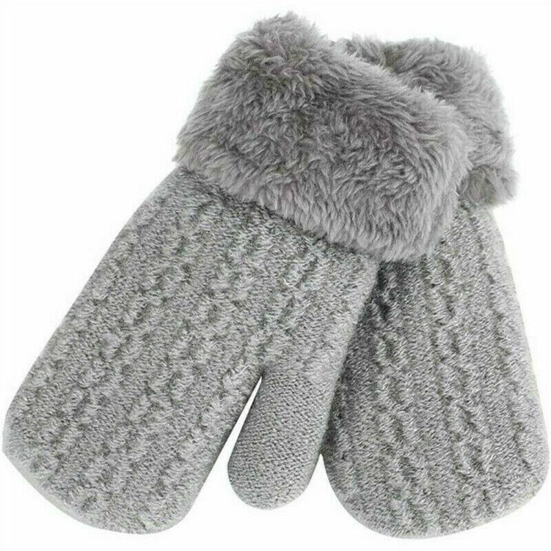 For 1-4 Years New Hot Hanging Neck Soft Thick Warm Kids Gloves Knitted Mittens Cute Cartoon