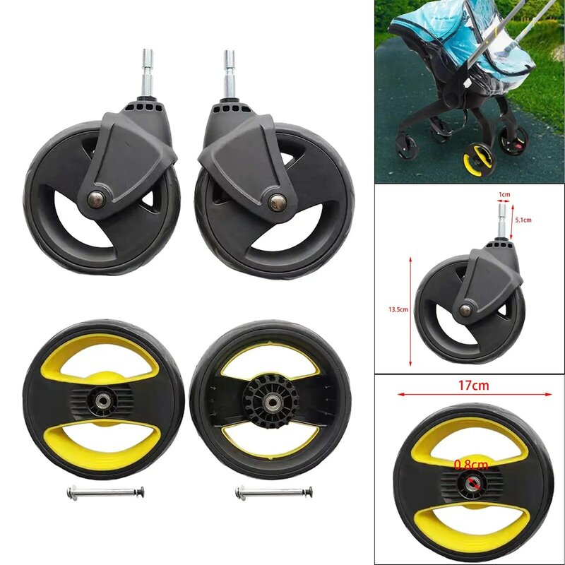 Baby Trolley Wheels Universal Upgrade Parts Tire Accessories for Kids Carriage Repairing Rubber 1 Pair Baby Cart Wheel Trolley