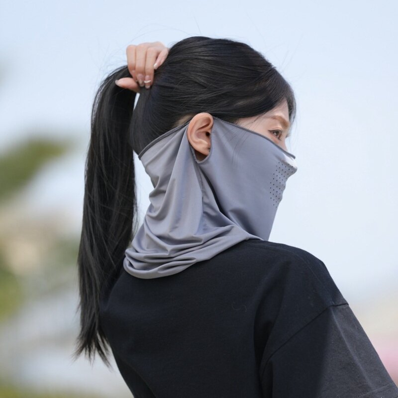 Bufanda facial transpirable de seda de hielo para hombre y mujer, tapabocas Unisex con protección UV, protector solar, a prueba de sol