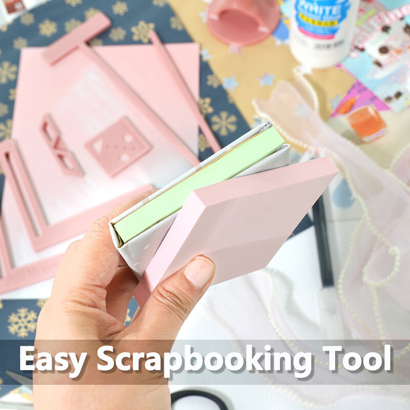9pcs scrapbooking tools book binding kit Beginner Starter Notebook DIY Craft Complete Bookbinding Ruler templates plastic Cover