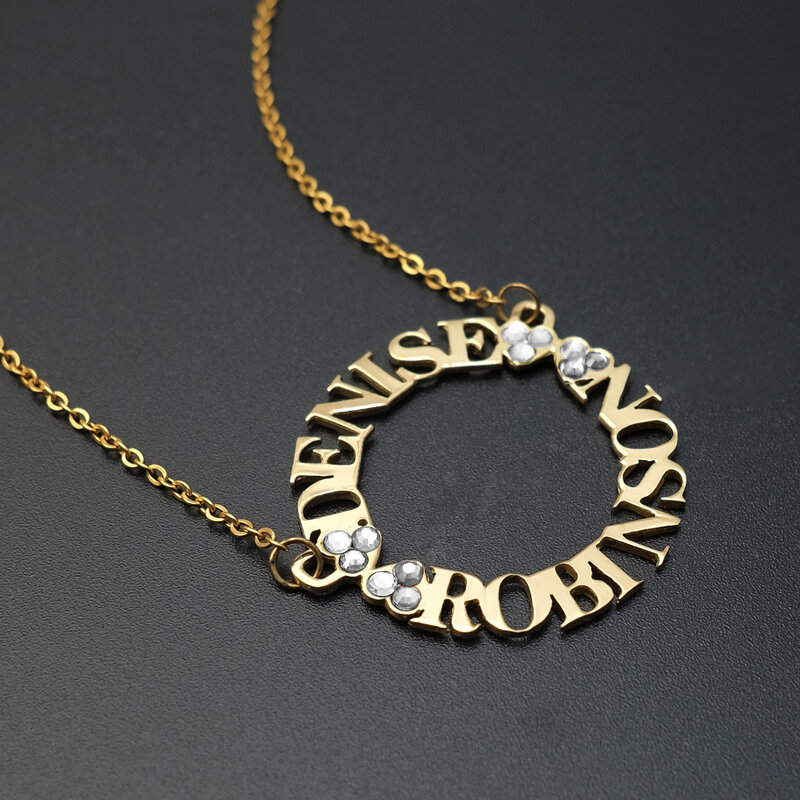 Индивидуальное ожерелье с именем на заказ, ожерелье с двумя именами, подвеска с именем, ювелирные изделия для женщин, подарок на Рождество и день рождения для нее