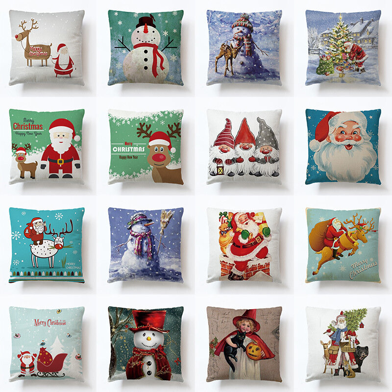 산타 새해 선물 쿠션 커버 소파 자동차 장식 45x45CM 낮잠 Pillowsham Pillowcases 아기 어린이 선물