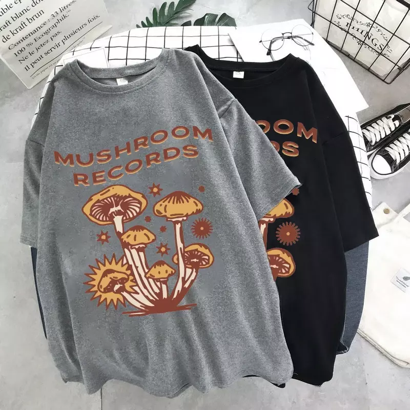 Retro Trippy Mushroom śliczne t-shirty O-neck w stylu Casual, letnia kobieta ponadgabarytowych t-shirty 2022 moda Streetwear ubrania Y2k estetyczne