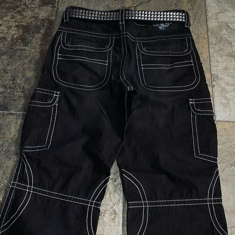 European and American Streetwear Fashion Retro Loose Jeans Men Punk Hip-hop Rap Trend Y2K Straight Wide-leg Pants Harajuku Jeans