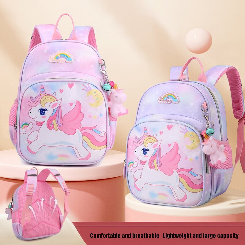 Linda mochila para niños, nueva mochila ligera para reducir el peso, Bolsa Escolar para jardín de infantes, unicornio de dibujos animados, mochila para niña pequeña