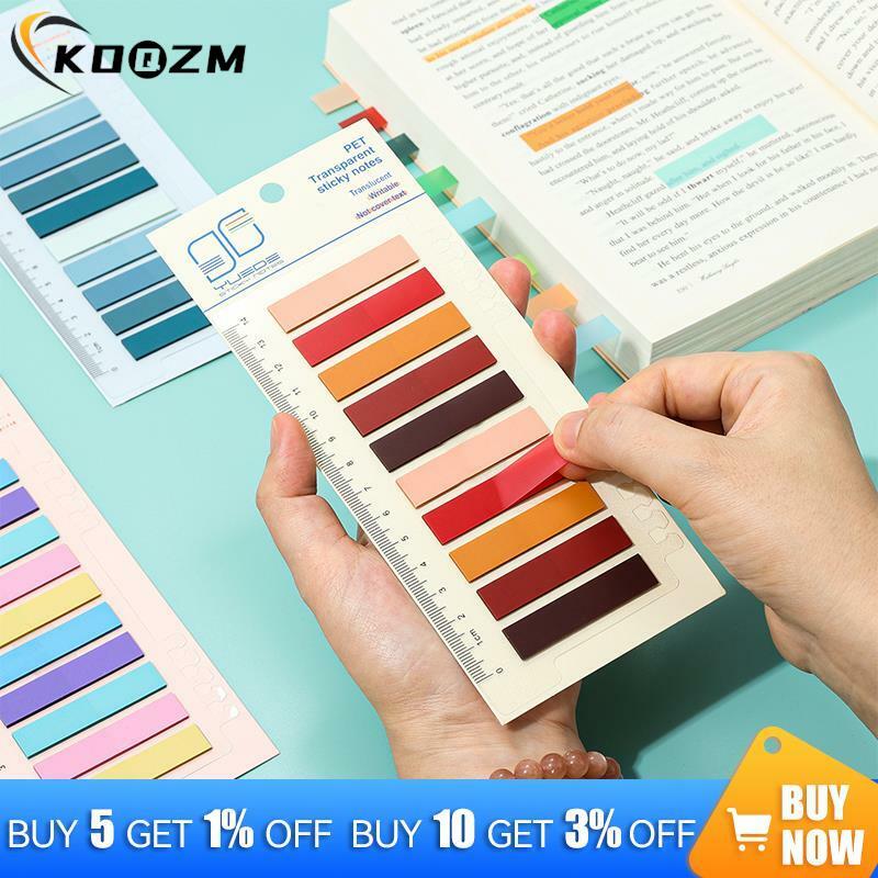 200/300Sheets Index Tab With Ruler Waterproof File Tabs Flag Colorful Sticky Notes For Reading Notes Book School Office Supplies