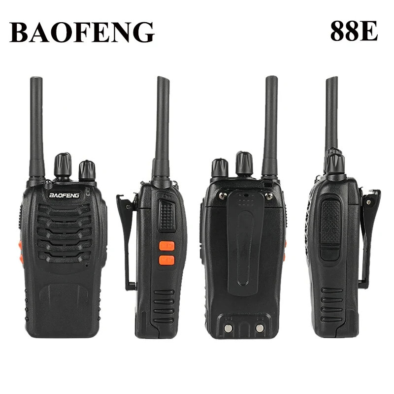 Baofeng-BF-88E PMR Walkie Talkie, comunicador portátil de interfone, 5W, 446MHz, 16 canais, conversa de longa distância, rádio bidirecional