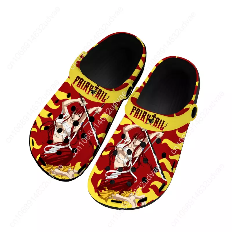 Anime F-Fairy T-Tail Erza Scarlet Home Clogs Custom Water Shoes Mens Womens Teenager Shoe Garden Clog Beach Hole Black Slippers