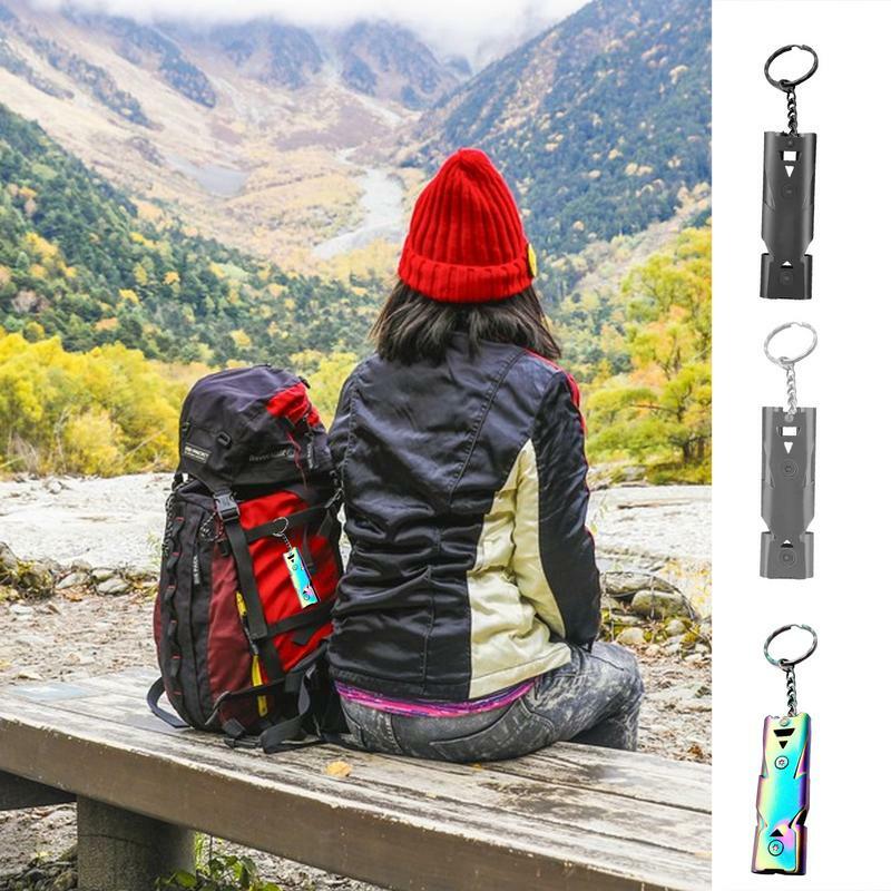 Camping Whistle Metal Outdoor Referee Survival Whistle Multifunctional Double Tube Wilderness Survival Whistle 150 DB High