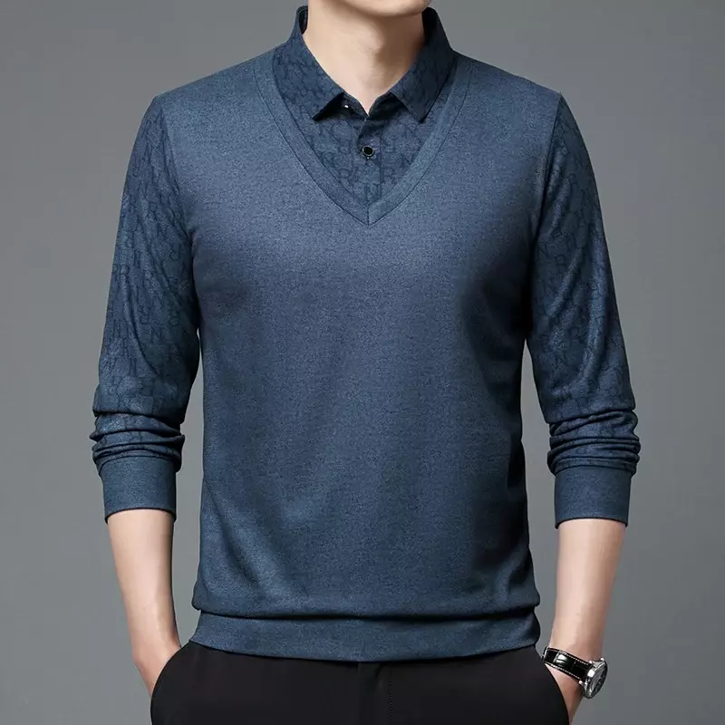 Мужская осенне-зимняя удобная и теплая футболка с длинным рукавом, Повседневная и Стандартная рубашка