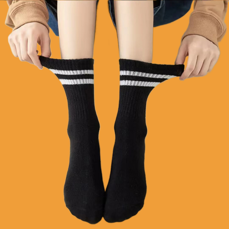 ถุงเท้ายาวปานกลางยาว6/12คู่ถุงเท้าผ้าคอตตอนสำหรับผู้หญิงซึมซับเหงื่อได้ดียอดนิยม