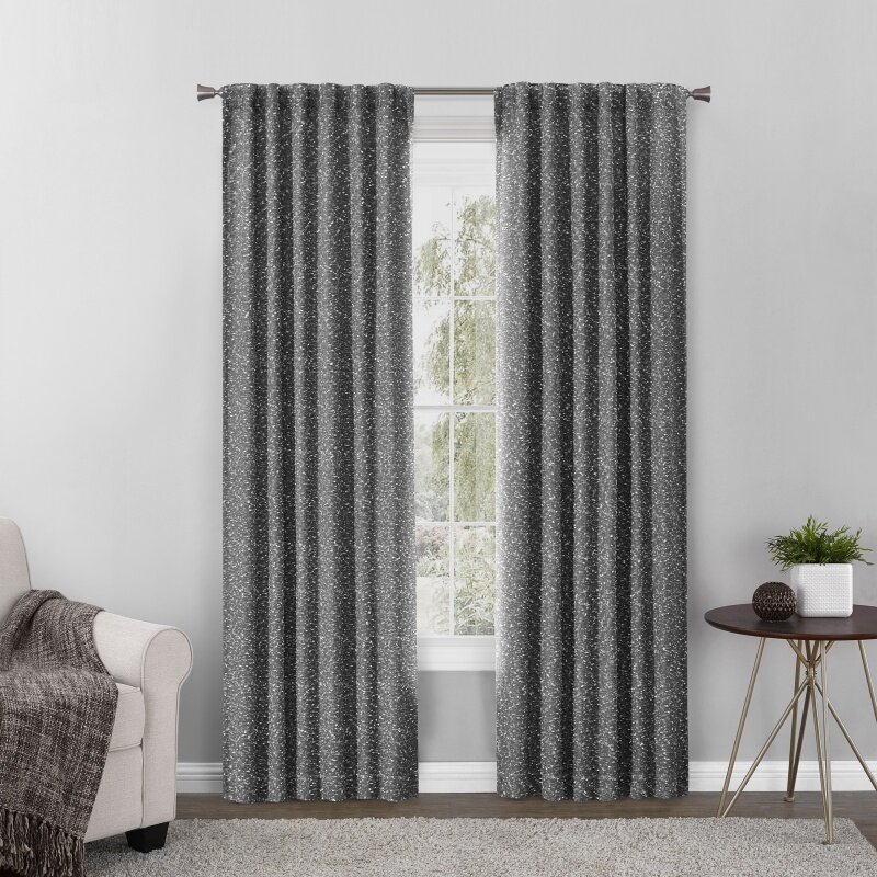 Better Homes and Gardens Boucle Blackout Cortina, Painel Preto, 50 "x 84", Preto