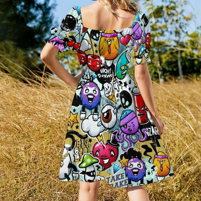 Graffiti Spaß ärmellose Kleid ästhetische Kleidung Frau Mode