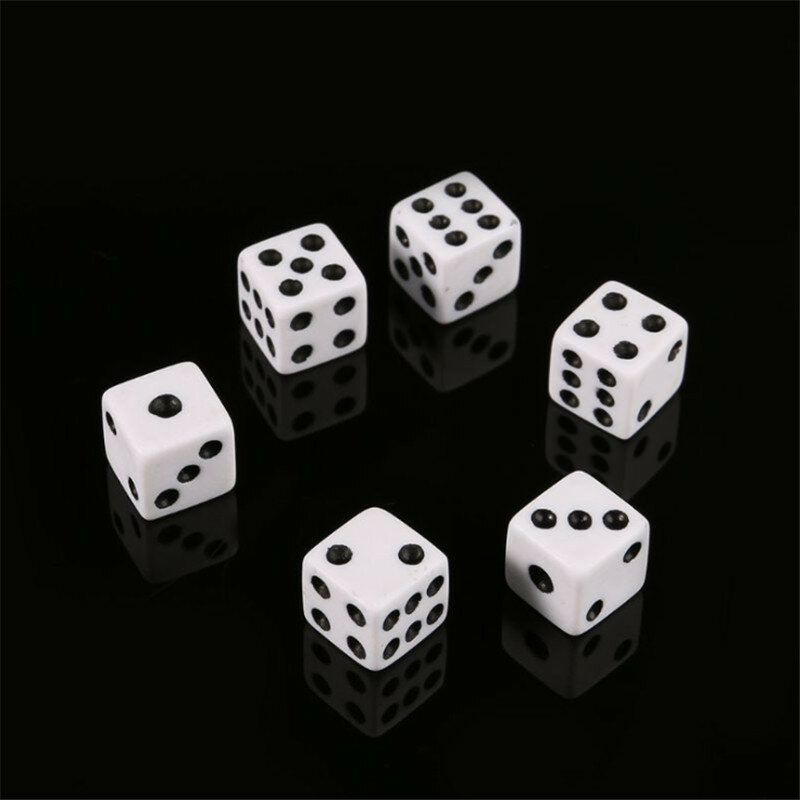 50PCS 8MM 10MM Square Point Dice Puzzle Game Send Children 6 Sided Dice DIY Game Accessory Small Size 8mm Black White Cube