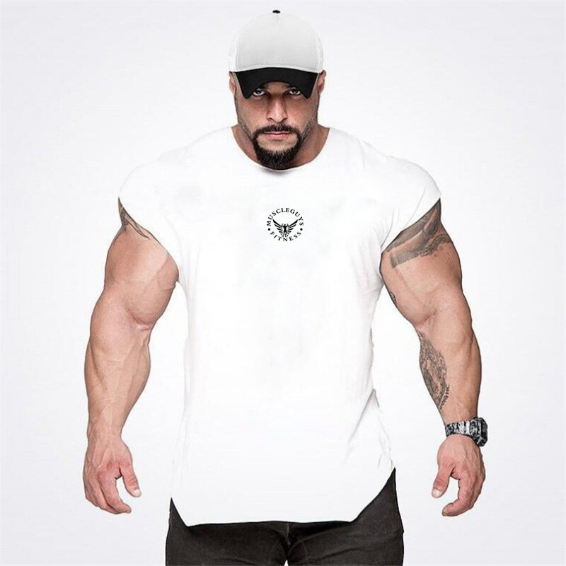 T-shirt en coton glacé pour homme, chemise en Y, haut de sport, vêtements de musculation, entraînement, précieux, nouvelle marque