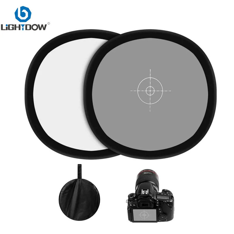 Lightdow 12 "inci 30cm 18% reflektor kartu abu-abu dapat dilipat keseimbangan putih papan fokus wajah ganda dengan tas pembawa
