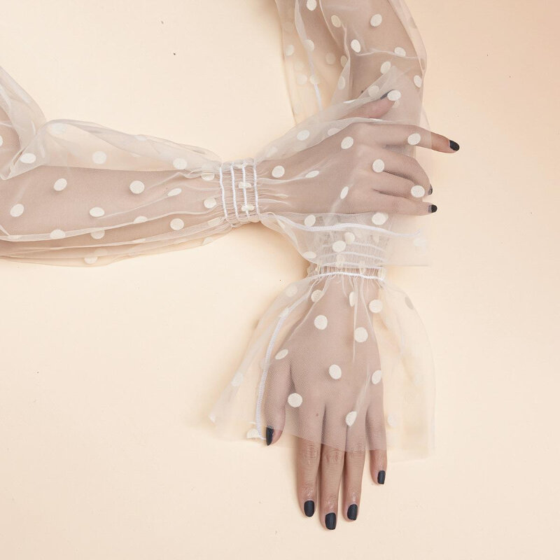 Новинка, летние кружевные солнцезащитные рукава для женщин, сетчатые волнистые тонкие дышащие свободные перчатки с длинным рукавом и УФ-защитой