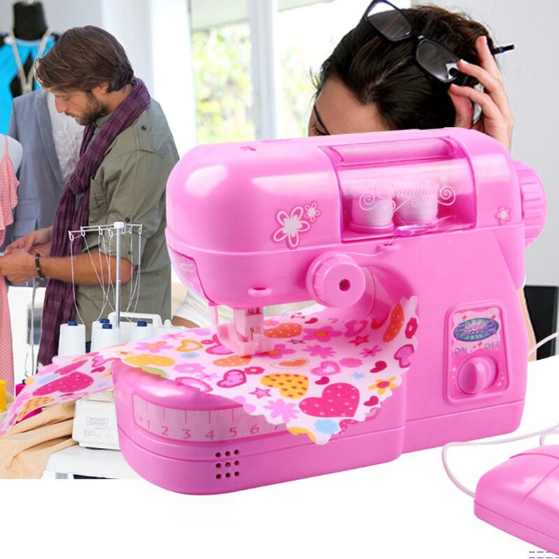 Mini Electric Sewing Machine Pretend Play Toy For Kids Children Girls Birthday Christmas Creative Gift Educational Toy