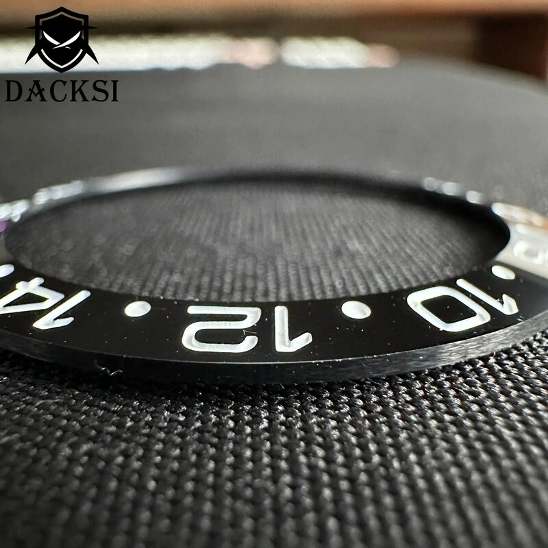 DACKSI-Personalizado Cerâmica Assista Bezel Insert, Black Grey Bezel, alumínio GMT Bezel, novo design, 38mm * 30.6mm, NH35 Assista Acessórios