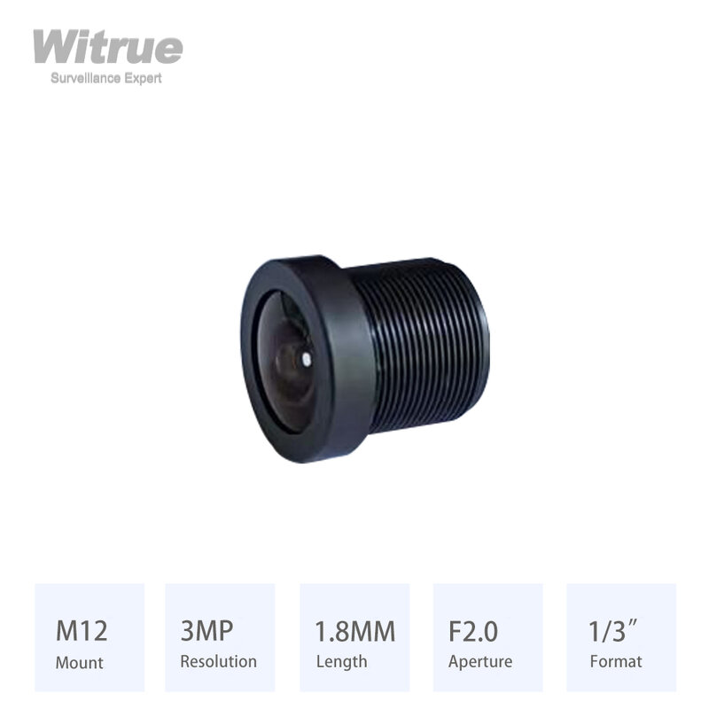 Fisheye Lens HD 3MP 1.8MM 170 Degree Wide View Angle M12 Mount Aperture F2.0 Format 1/3" for Surveillance Security Cameras