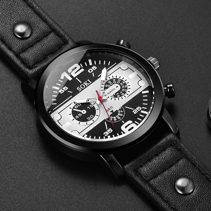 2023นาฬิกาปฏิทินแฟชั่นหรูหราแบรนด์ชั้นนำสำหรับผู้ชายสายหนังนาฬิกา Jam Tangan Sport ควอตซ์นาฬิกาข้อมือ relogio masculino