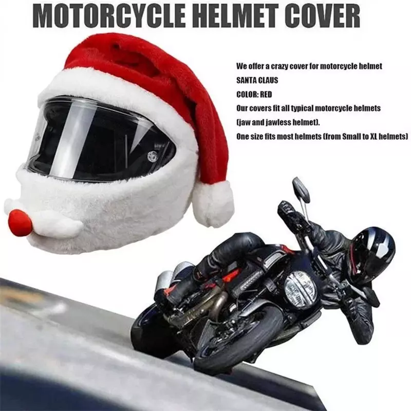 Motorcycle Helmet Christmas Hat Plush Handmade Cute Helmet Cover Christmas Style Festive Touch Helmet Hood Sleeve