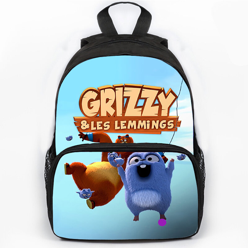Mochila impermeável dos desenhos animados para crianças, Grizzy e Lemmings, Estudantes Schoolbag, Kids Gift Bag, Meninos e Meninas