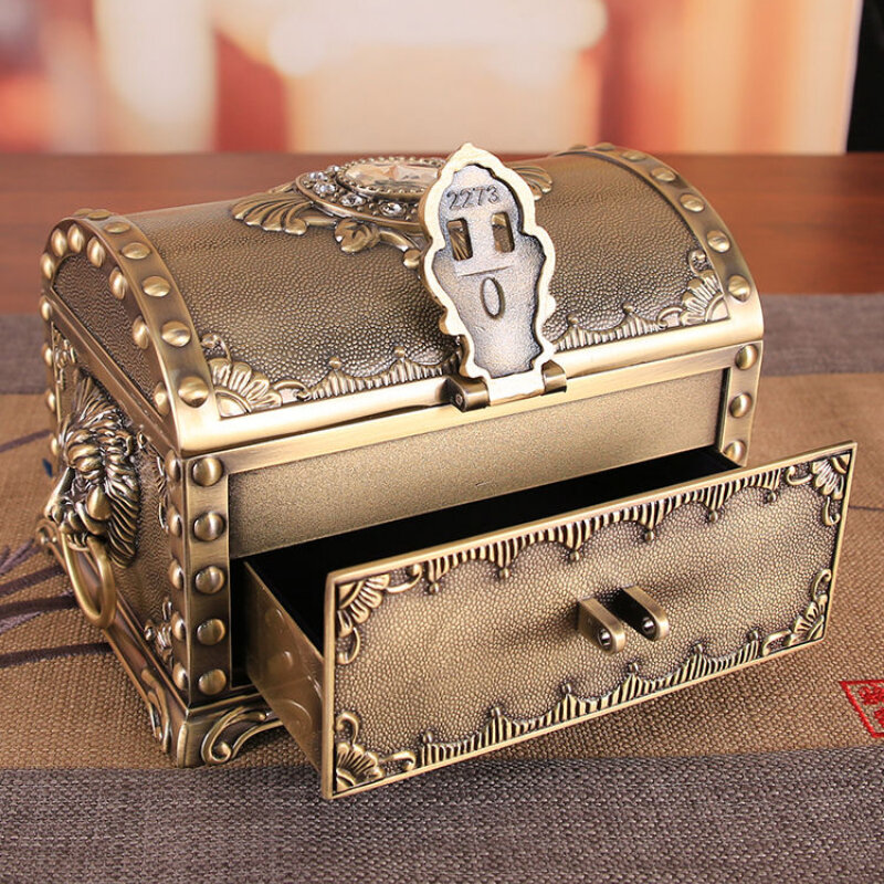 Chinese Style Jewelry Box Storage Box with Lock and Drawer Anti-Oxidation Fine Jewelry Earrings Wedding and Birthday Gift