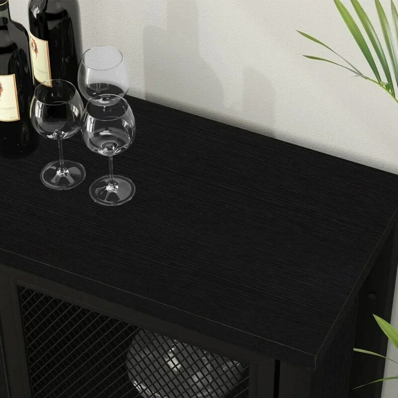 Черный шкаф для ликера с винной стойкой, для хранения ликера, фермерский винный шкаф для дома, гостиной, столовой, черный дуб, 55 дюймов