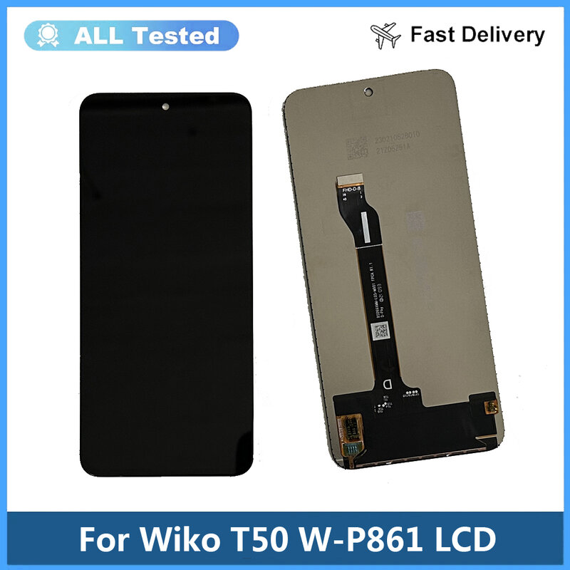 Display LCD preto para Wiko, Touch Screen Digitizer, Montagem do Painel Sensor, Peças de Reparo, 6.6 ", T50, W-P861-01, W-P861-02